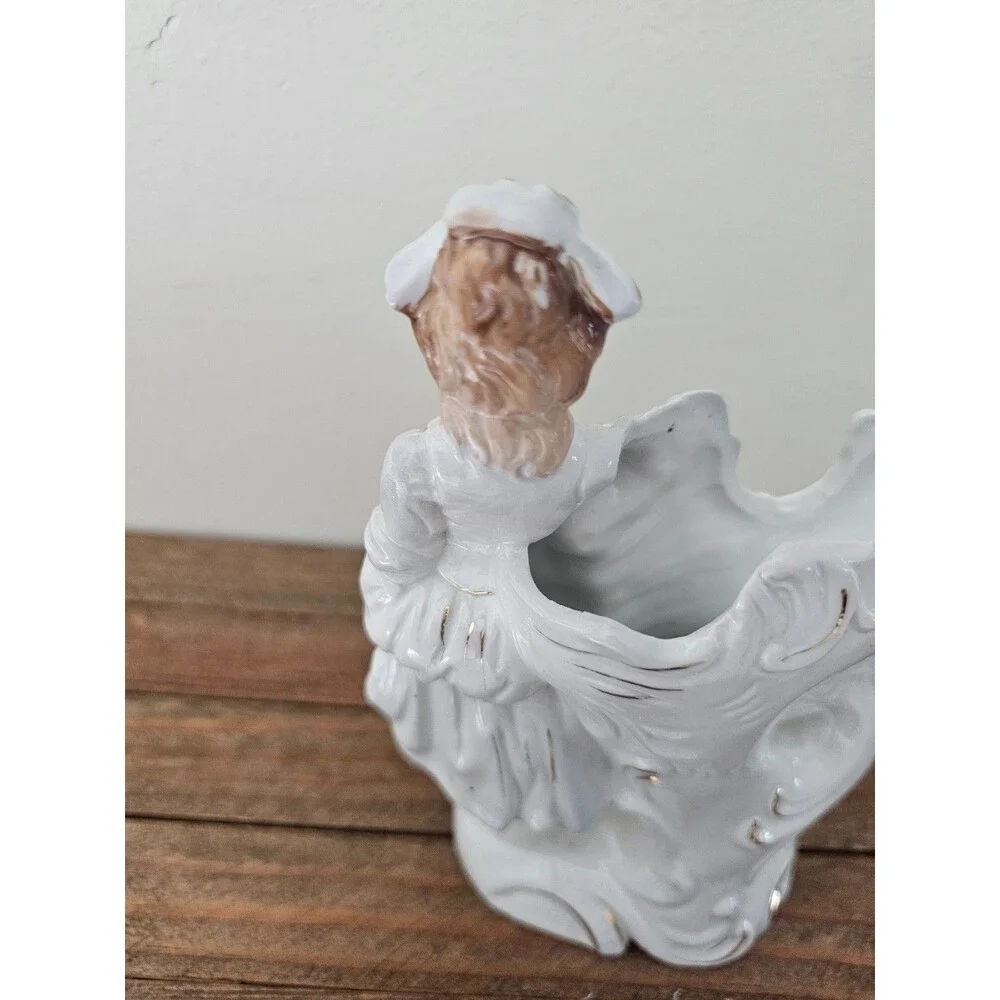 Pair of Porcelain Lady Cornucopia Vases or Figurines Paul's Gifts Planters